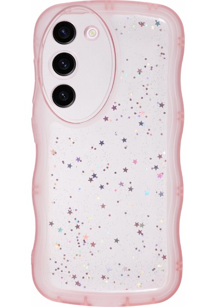Samsung Galaxy S23+SLIM Kılıf Dalgalı Kenarlı Epoksi Tpu Telefon Kapağı-Şeffaf Pembe (Yurt Dışından)