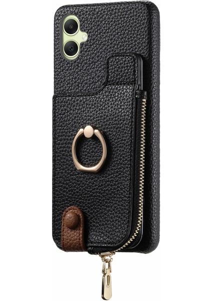 Samsung Galaxy A05 4g Kılıf Rfıd Engelleme Deri+Tpu Telefon Koruyucu Kapak-Siyah (Yurt Dışından)