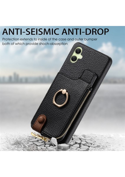 Samsung Galaxy A05 4g Kılıf Rfıd Engelleme Deri+Tpu Telefon Koruyucu Kapak-Siyah (Yurt Dışından)