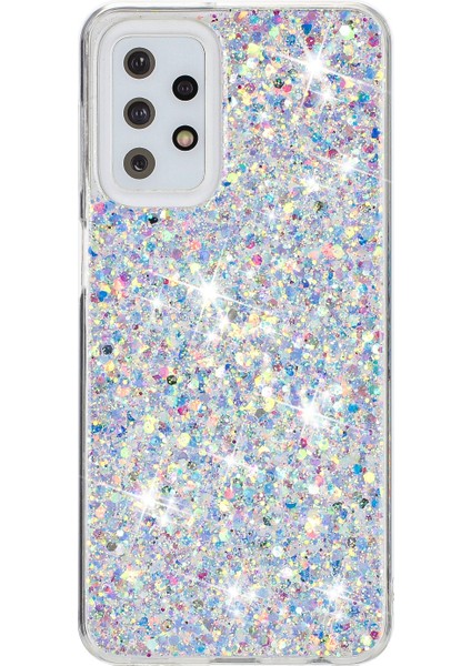Samsung Galaxy A23 4G/A23 5g (Global Versiyon) Slim-Fit Işıltılı Toz Dekor Telefon Kapağı Epoksi Tpu Telefon Kılıfı-Beyaz (Yurt Dışından)