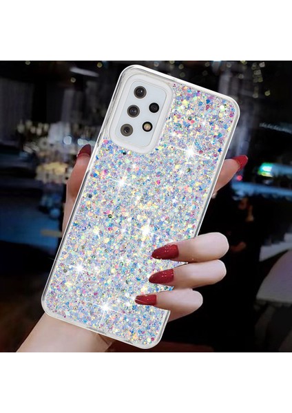 Samsung Galaxy A23 4G/A23 5g (Global Versiyon) Slim-Fit Işıltılı Toz Dekor Telefon Kapağı Epoksi Tpu Telefon Kılıfı-Beyaz (Yurt Dışından) fırsatları