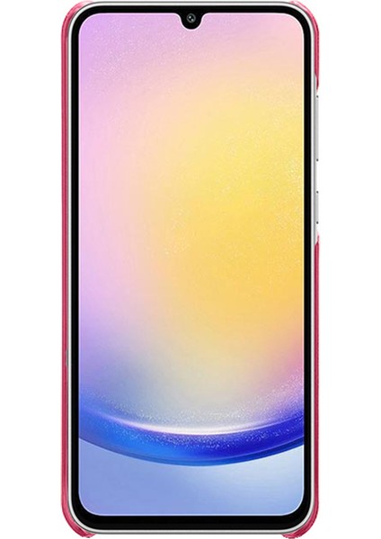 Samsung Galaxy A25 5G(GLOBAL)(161.0 x 76.5 x 8.3mm) Kılıf Deri Kaplamalı Pc Buzağı Dokulu Arka Telefon Kapağı-Gül (Yurt Dışından)