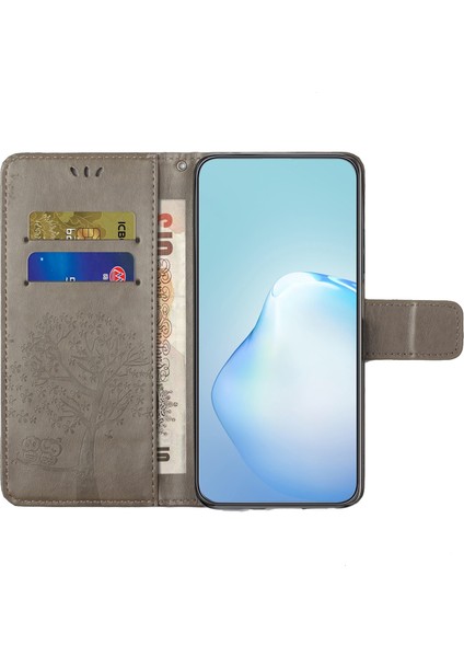 Samsung Galaxy M15 5g Deri Kılıf,cüzdan Telefon Kapağı Baskılı Baykuş Ağacı-Gri (Yurt Dışından)