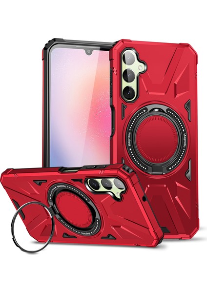 Samsung Galaxy A05 4g Kılıf Tpu+Pc Halkalı Manyetik Telefon Kılıfı Kickstand-Kırmızı (Yurt Dışından)