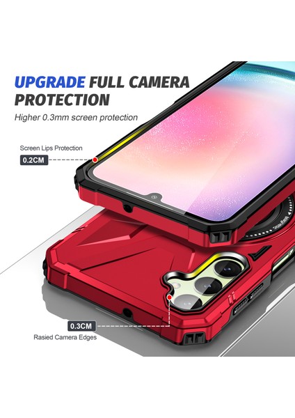 Samsung Galaxy A05 4g Kılıf Tpu+Pc Halkalı Manyetik Telefon Kılıfı Kickstand-Kırmızı (Yurt Dışından)
