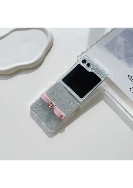 Samsung Galaxy Z Flip5 5g Parıltılı Pudra Telefon Kılıfı P Telefon Kapağı Sevimli Fiyonk-Pembe (Yurt Dışından) fiyatları