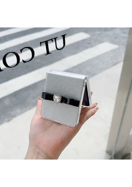 Samsung Galaxy Z Flip5 5g Parıltılı Pudra Telefon Kılıfı P Telefon Kapağı Sevimli Fiyonk-Pembe (Yurt Dışından) indirimleri