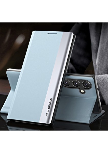 Samsung Galaxy M55 5g Kılıf Standı Darbeye Dayanıklı Deri Telefon Kapağı-Gök Mavisi (Yurt Dışından)