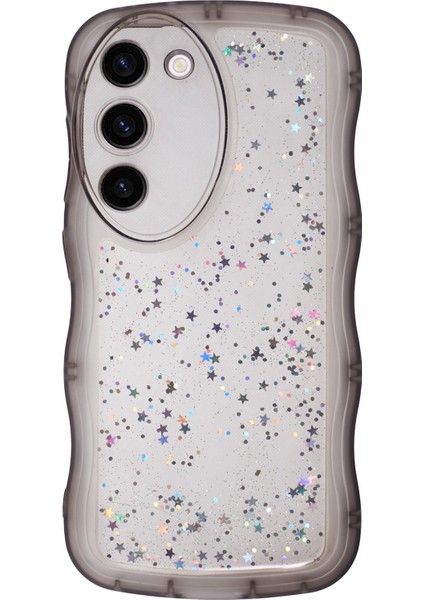 Samsung Galaxy S23 Tpu Kılıf Dalgalı Kenar Epoksi Düşme Önleyici Telefon Kapağı-Şeffaf Siyah (Yurt Dışından)