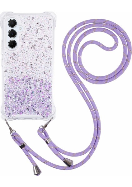 Samsung Galaxy A55 5g Kapak Kalınlaşmak 4 Köşe Tpu+Akrilik Degrade Telefon Kılıfı Uzun Askı-Pembe+Mor Için (Yurt Dışından)