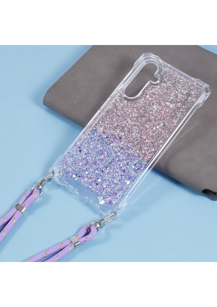 Samsung Galaxy A55 5g Kapak Kalınlaşmak 4 Köşe Tpu+Akrilik Degrade Telefon Kılıfı Uzun Askı-Pembe+Mor Için (Yurt Dışından)
