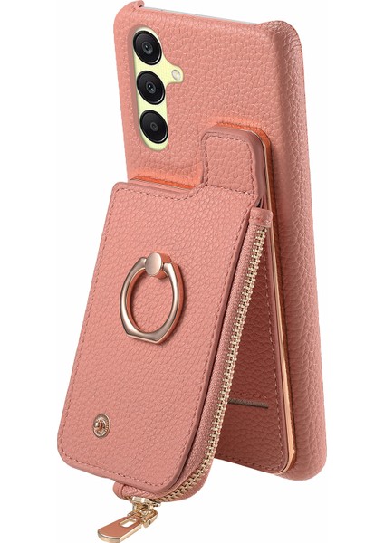Samsung Galaxy A25 5G(GLOBAL)(161.0 x 76.5 x 8.3mm)Kılıf Fermuar Halkası Kickstand Düşme Önleyici Telefon Kapağı-Pembe (Yurt Dışından)