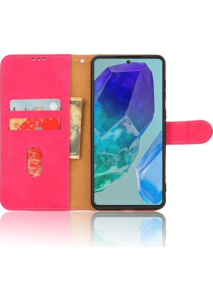 Samsung Galaxy M55 5g Kılıf Pu Deri Cüzdan Çevirme Telefon Kapağı Ten Dokunuşlu Doku-Gül (Yurt Dışından) fiyatları