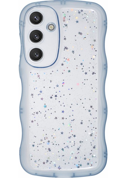 Samsung Galaxy S24+TPU Kılıf Dalgalı Kenarlı Epoksi Ince Telefon Kapağı-Şeffaf Mavi (Yurt Dışından)