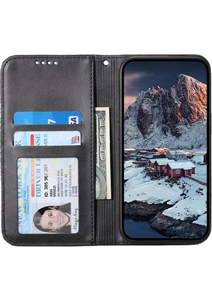 Samsung Galaxy M55 5g Kılıf Için Pu Deri Cüzdan Telefon Kapağı Mobil Aksesuarlar -Siyah (Yurt Dışından)
