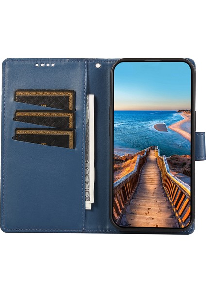 Samsung Galaxy M55 5g Kılıf Hattı Baskı Deri Darbeye Dayanıklı Kapak Cep Telefonu Aksesuarı -Mavi (Yurt Dışından)