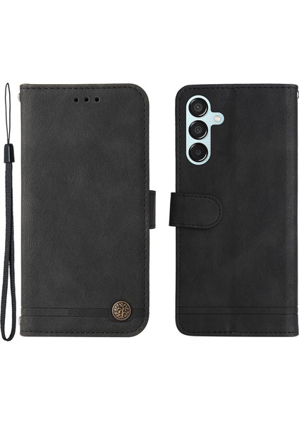 Samsung Galaxy M15 5g Cüzdan Kılıf Skin-Touch Feel Deri Telefon Kapağı-Siyah (Yurt Dışından)