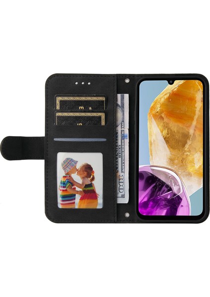Samsung Galaxy M15 5g Cüzdan Kılıf Skin-Touch Feel Deri Telefon Kapağı-Siyah (Yurt Dışından)