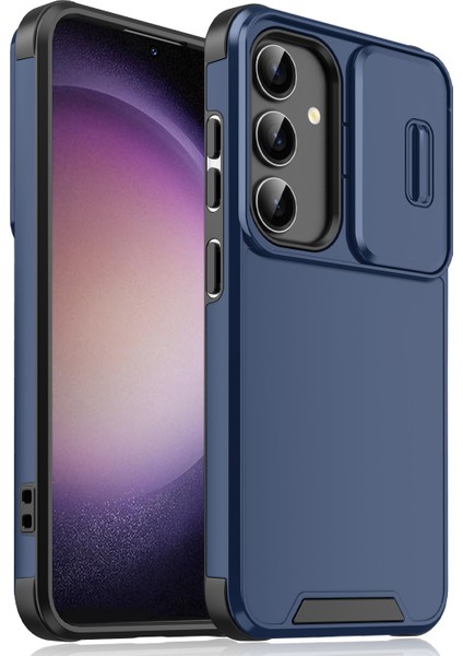 Samsung Galaxy A25 5G(GLOBAL)(161.0 x 76.5 x 8.3mm)Case Pc+Tpu Telefon Kılıfı, Kaydırmalı Kamera Kapağı-Mavi (Yurt Dışından)
