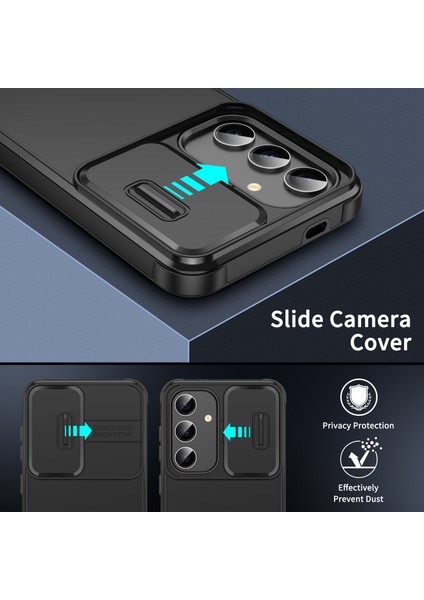 Samsung Galaxy A25 5G(GLOBAL)(161.0 x 76.5 x 8.3mm)Case Pc+Tpu Telefon Kılıfı, Kaydırmalı Kamera Kapağı-Mavi (Yurt Dışından)