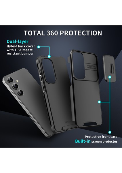 Samsung Galaxy A25 5G(GLOBAL)(161.0 x 76.5 x 8.3mm)Case Pc+Tpu Telefon Kılıfı, Kaydırmalı Kamera Kapağı-Mavi (Yurt Dışından)