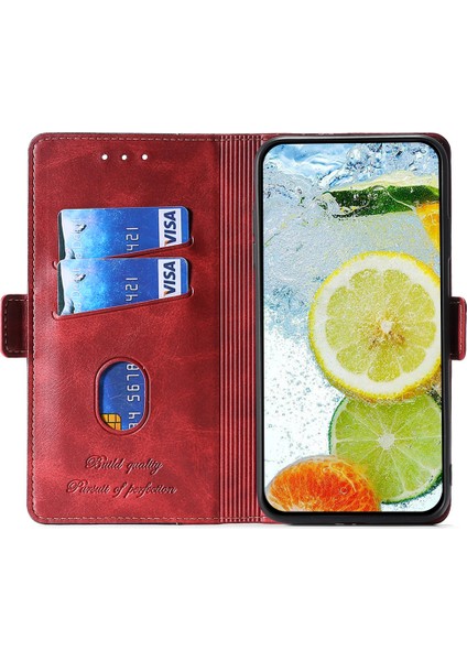 Samsung Galaxy M15 5g Telefon Kapağı Ekleme Renkli Deri Kapak Standı Cüzdan Telefon Kapağı-Siyah + Kırmızı (Yurt Dışından)