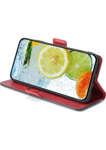 Samsung Galaxy M15 5g Telefon Kapağı Ekleme Renkli Deri Kapak Standı Cüzdan Telefon Kapağı-Siyah + Kırmızı (Yurt Dışından)