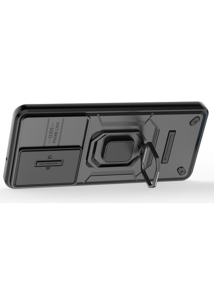 Samsung Galaxy M55 5g Kılıf Pc+Tpu Telefon Koruyucu, Kaydırmalı Kamera Kapağı-Siyah (Yurt Dışından)