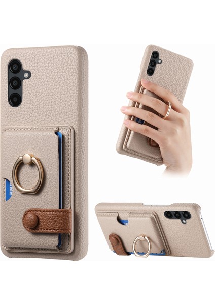 Samsung Galaxy A24 4G(162.1 x 77.6 x 8.3mm) Kılıf Kart Tutucu Telefon Kılıfı Halkalı Kickstand-Haki Gri (Yurt Dışından)