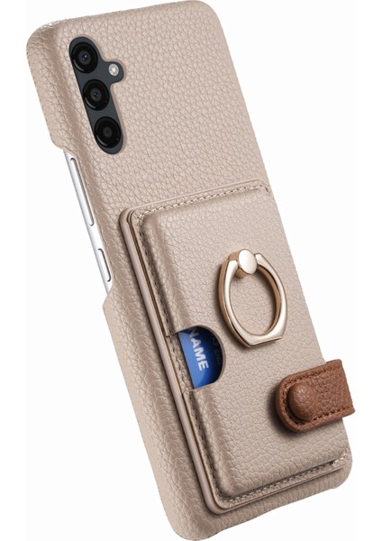 Samsung Galaxy A24 4G(162.1 x 77.6 x 8.3mm) Kılıf Kart Tutucu Telefon Kılıfı Halkalı Kickstand-Haki Gri (Yurt Dışından)