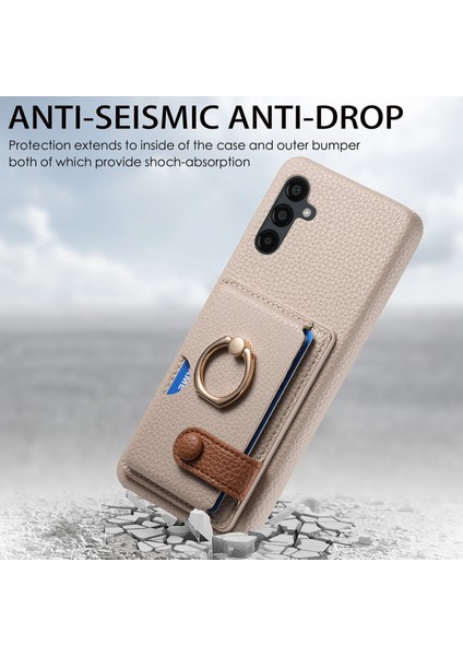 Samsung Galaxy A24 4G(162.1 x 77.6 x 8.3mm) Kılıf Kart Tutucu Telefon Kılıfı Halkalı Kickstand-Haki Gri (Yurt Dışından)