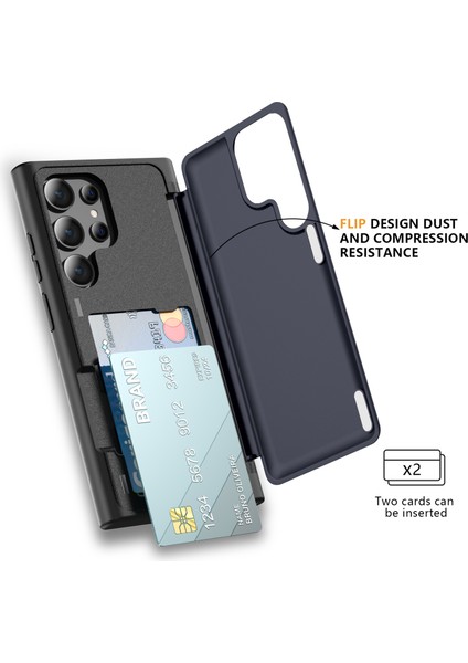 Samsung Galaxy S22 Ultra 5g Kılıf Gizli Kart Yuvalı Tpu+Pc Telefon Kılıfı-Lacivert (Yurt Dışından) fiyatları