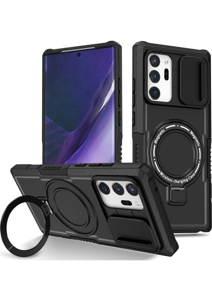 Samsung Galaxy NOTE20 ULTRA/NOTE20 Ultra 5g Kılıf Anti-Damla Pc+Tpu Telefon Kabuğu Magsafe-Siyah ile Uyumlu (Yurt Dışından)