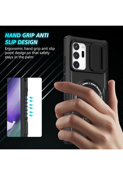 Samsung Galaxy NOTE20 ULTRA/NOTE20 Ultra 5g Kılıf Anti-Damla Pc+Tpu Telefon Kabuğu Magsafe-Siyah ile Uyumlu (Yurt Dışından)