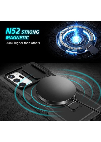 Samsung Galaxy NOTE20 ULTRA/NOTE20 Ultra 5g Kılıf Anti-Damla Pc+Tpu Telefon Kabuğu Magsafe-Siyah ile Uyumlu (Yurt Dışından)