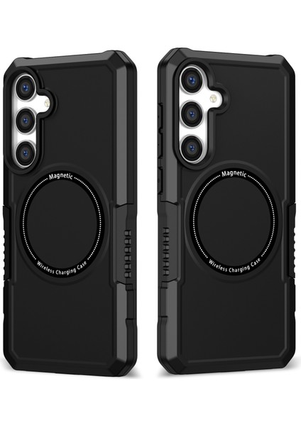 Samsung Galaxy S24+MANYETIK Kılıf Pc+Tpu Çizilmeye Dayanıklı Arka Kapak-Siyah (Yurt Dışından)