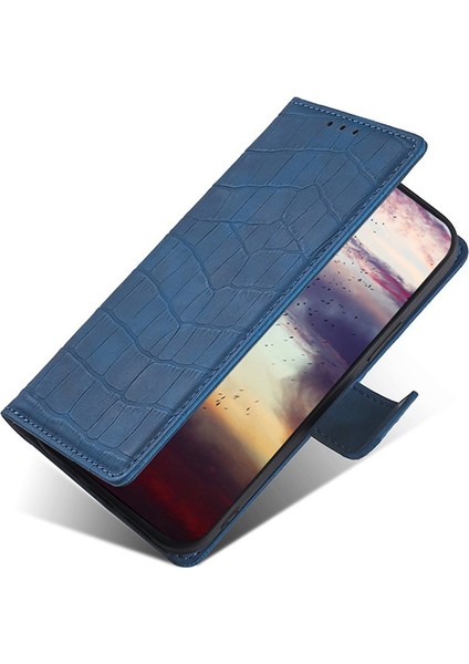 Samsung Galaxy M15 5g Kılıf Timsah Dokulu Deri Cüzdan Telefon Kapağı-Mavi (Yurt Dışından)