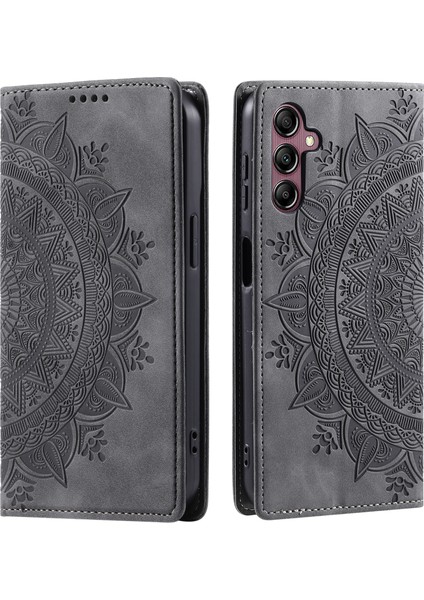 Samsung Galaxy M55 5g Deri Kılıf Baskılı Manyetik Otomatik Kapanan Cep Telefonu Kapağı-Gri (Yurt Dışından)
