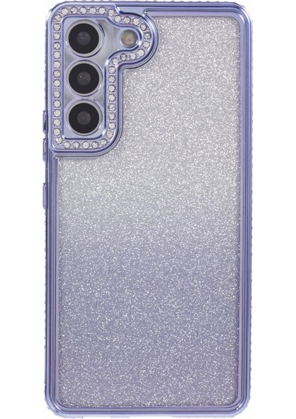 Samsung Galaxy S22+5G Kılıf Taşlı Dekor Renk Gradyan Tpu Telefon Kapağı-Koyu Mor (Yurt Dışından)