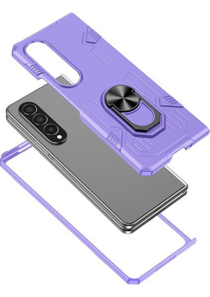 Samsung Galaxy Z Fold4 5g Kılıf Döndür Halka Kickstand Sert Pc Koruyucu Telefon Kapağı-Mor (Yurt Dışından)
