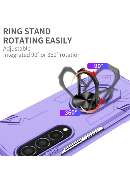 Samsung Galaxy Z Fold4 5g Kılıf Döndür Halka Kickstand Sert Pc Koruyucu Telefon Kapağı-Mor (Yurt Dışından)