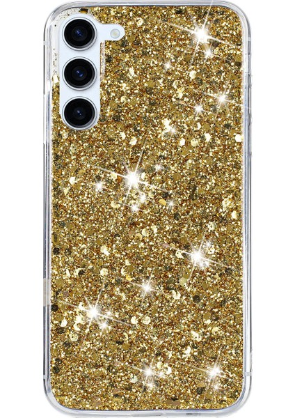 Samsung Galaxy S23 Için Darbeye Dayanıklı Arka Kılıf Sparkle Epoksi Cep Telefonu Tpu Kapak-Altın (Yurt Dışından)