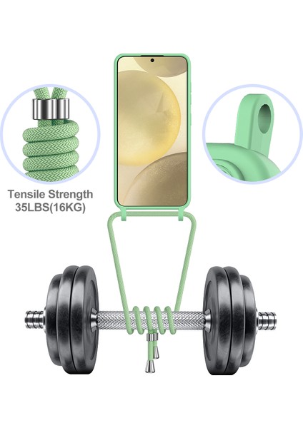 Samsung Galaxy S24 Kılıf Ipli Sıvı Silikon Telefon Kılıfı, Kart Tutucu-Yeşil (Yurt Dışından) fırsatları