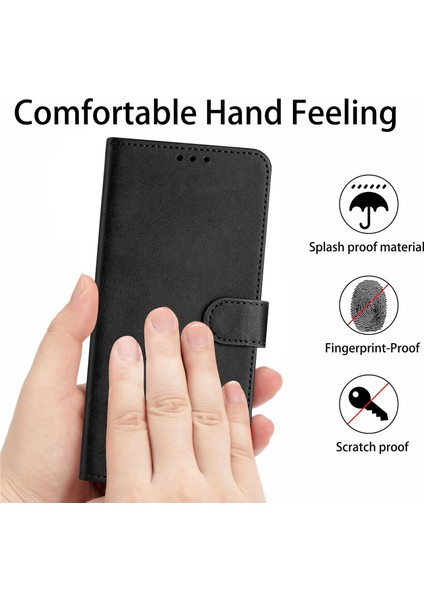 Samsung Galaxy S23 Fe Standlı Telefon Kılıfı Buzağı Dokulu Pu Deri Cep Telefonu Standı Kapak-Siyah (Yurt Dışından) fırsatları