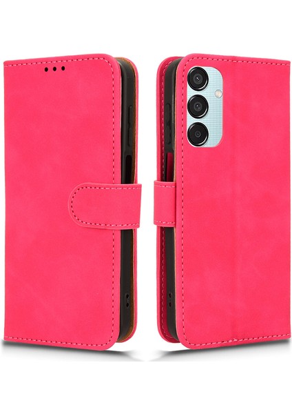 Samsung Galaxy M15 5g Kılıf Cilt Dokunmatik Deri Flip Standlı Telefon Kapağı-Gül (Yurt Dışından)