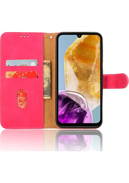 Samsung Galaxy M15 5g Kılıf Cilt Dokunmatik Deri Flip Standlı Telefon Kapağı-Gül (Yurt Dışından)