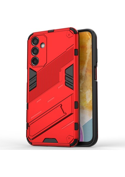 Samsung Galaxy M15 5g Kılıf Pc+Tpu Katlanır Destek Standlı Düşmeye Dayanıklı Telefon Kılıfı-Kırmızı (Yurt Dışından)