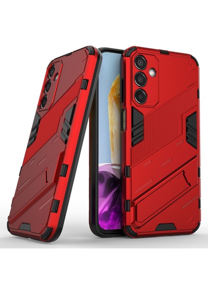 Samsung Galaxy M15 5g Kılıf Pc+Tpu Katlanır Destek Standlı Düşmeye Dayanıklı Telefon Kılıfı-Kırmızı (Yurt Dışından)