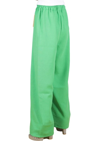 Keten Plazzo Pantolon-Yeşil