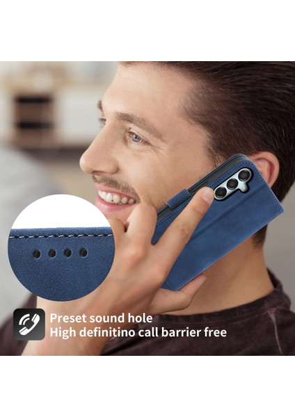 Samsung Galaxy M15 5g Kılıfları Baskılı Kart Tutucu Kabuk-Mavi Için Flip Stand Kapağı (Yurt Dışından)
